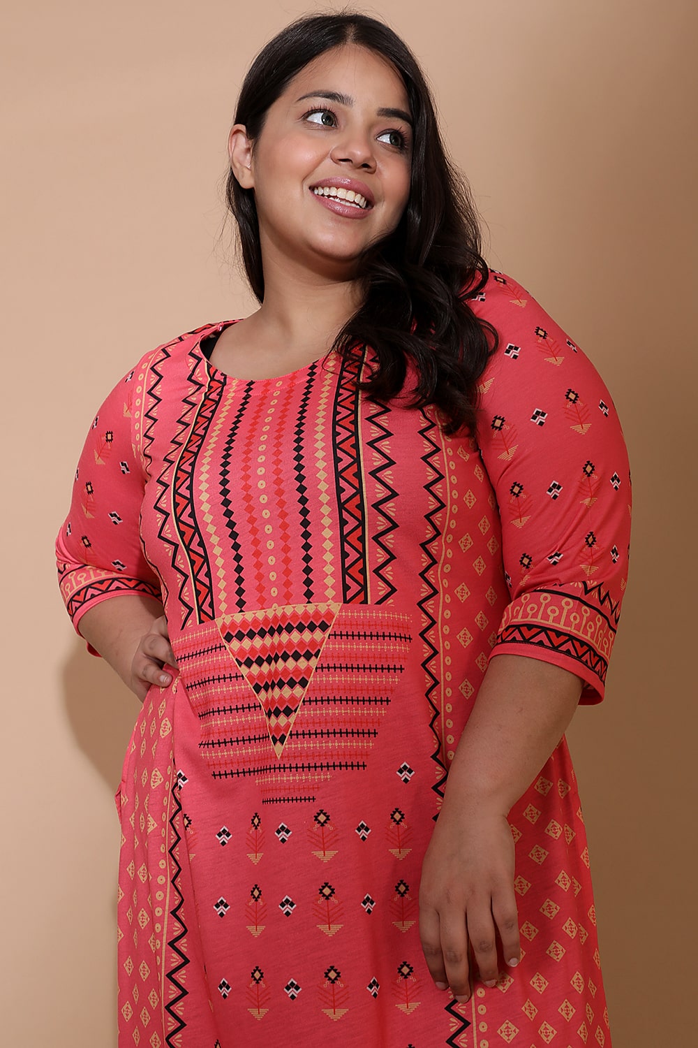 Red Ethnic Print Kurti