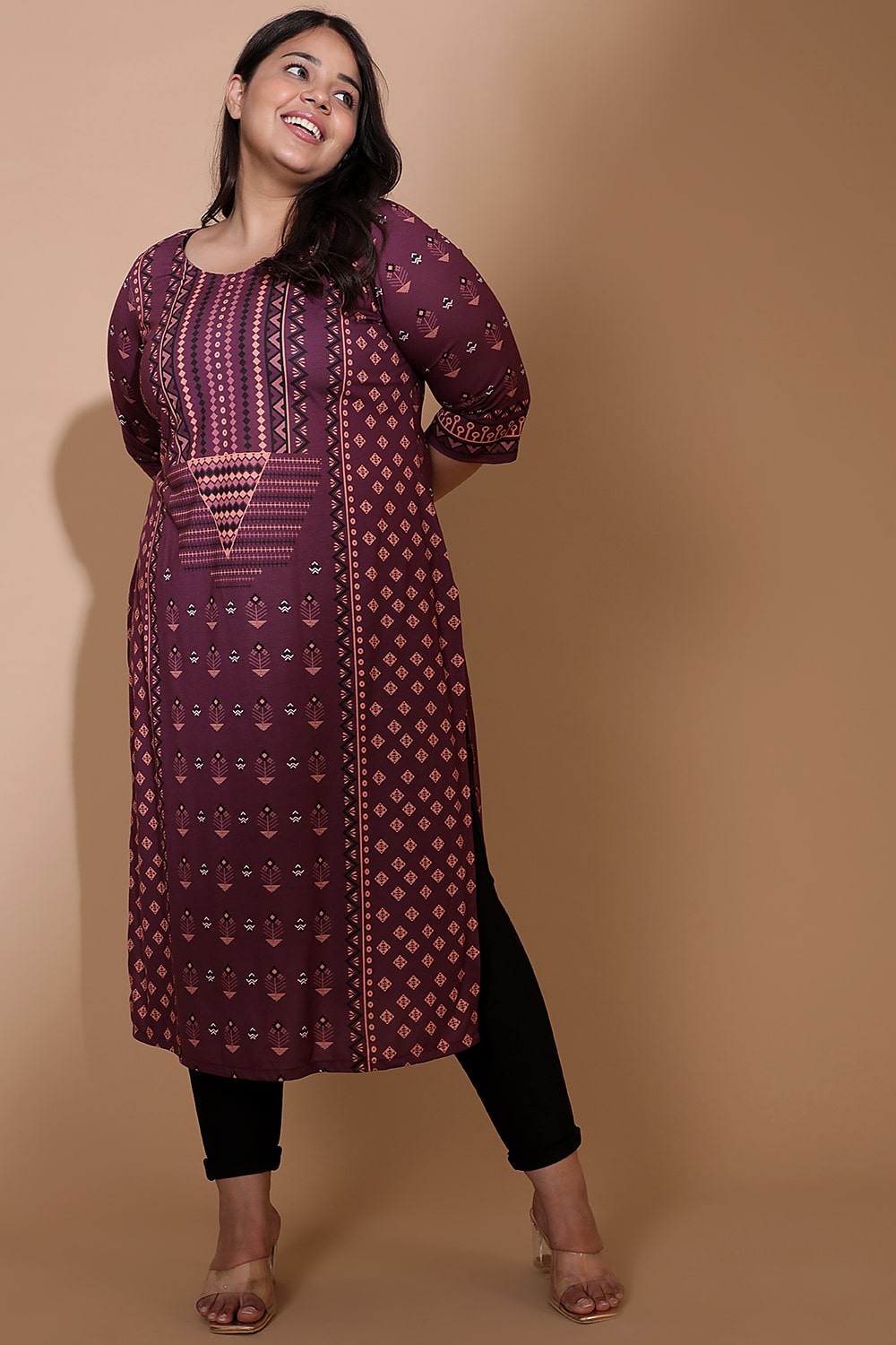 Plum Ethnic Print Kurti