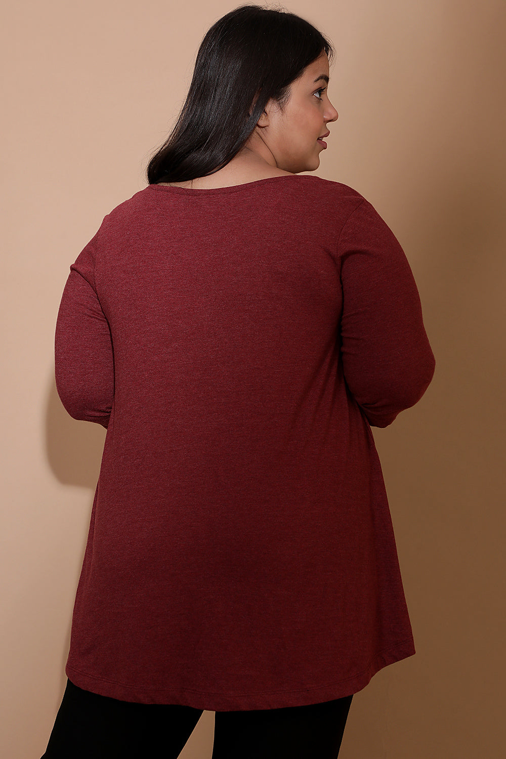 Comfortable Maroon Heather A Line Tee