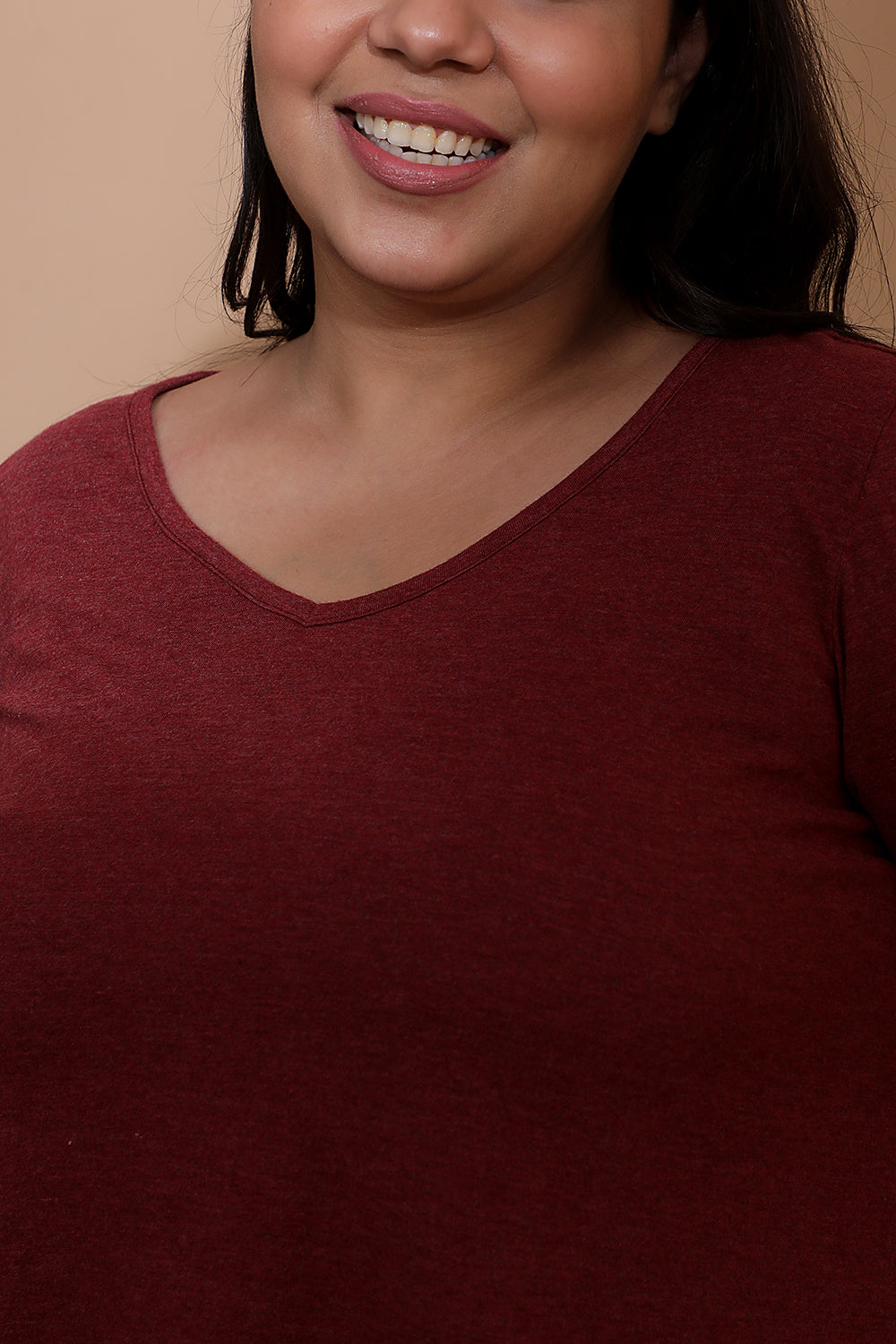 Maroon Heather A Line Tee