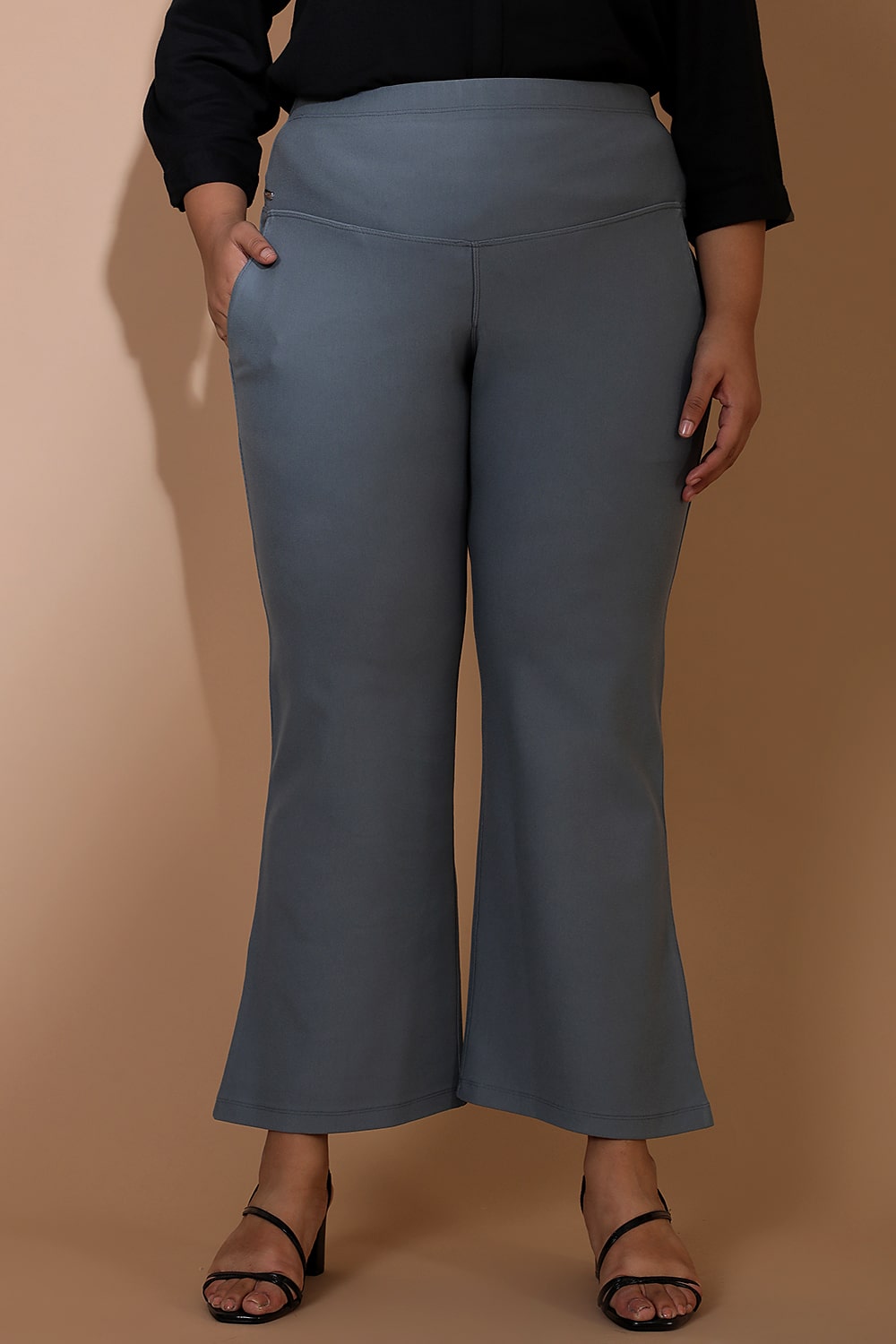 Plus Size Plus Size Mist Blue Tummy Shaper Flare Pants
