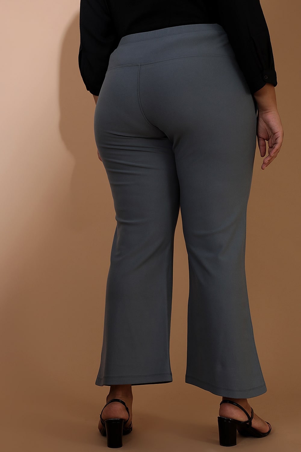 Plus Size Mist Blue Tummy Shaper Flare Pants