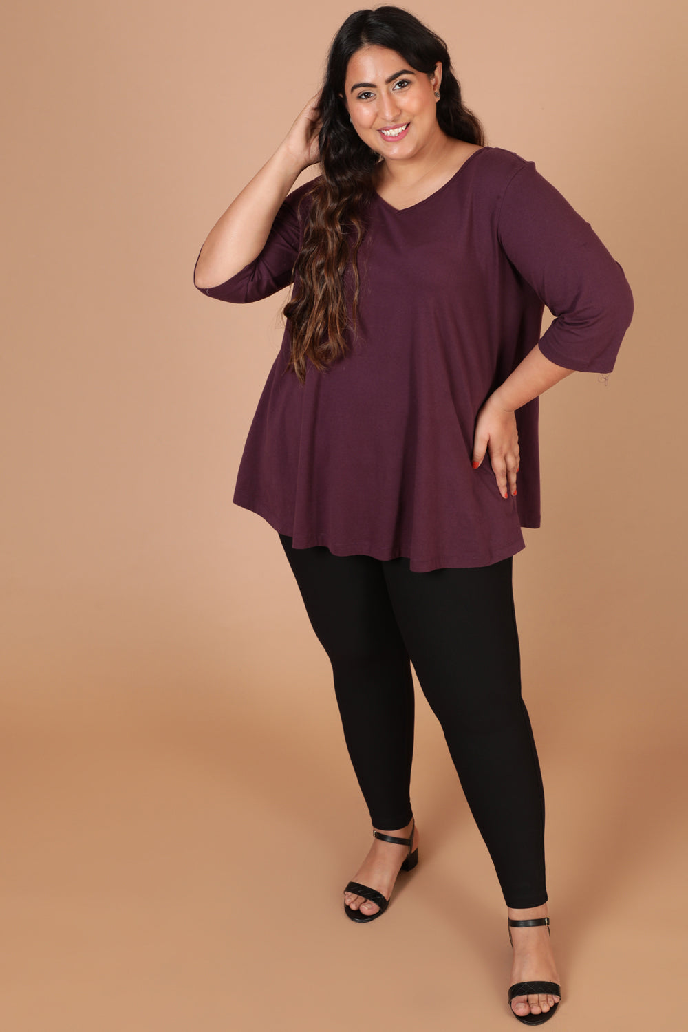 Plus Size Plum Blue A Line Tee