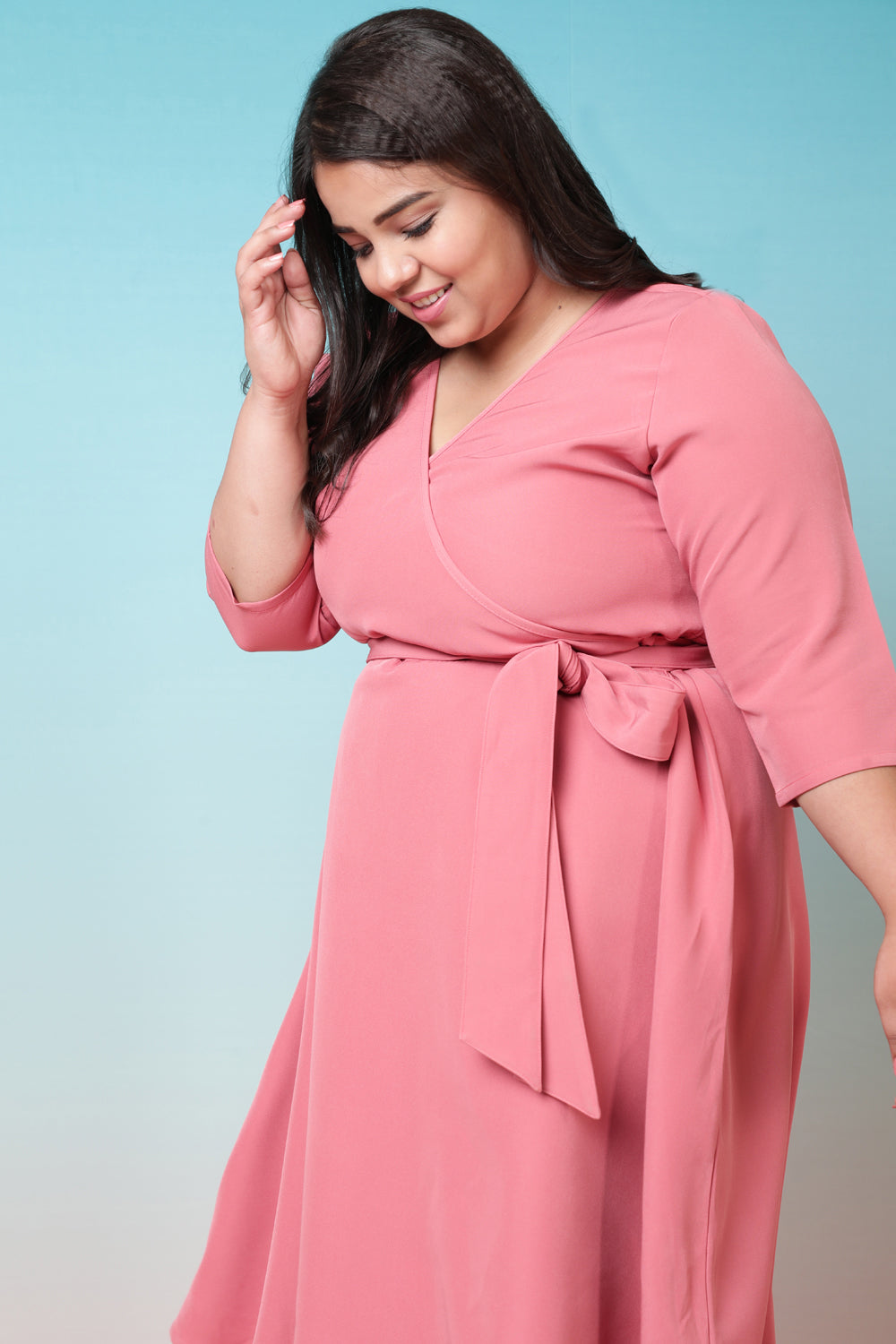 Comfortable Dark Rose Wrap Dress