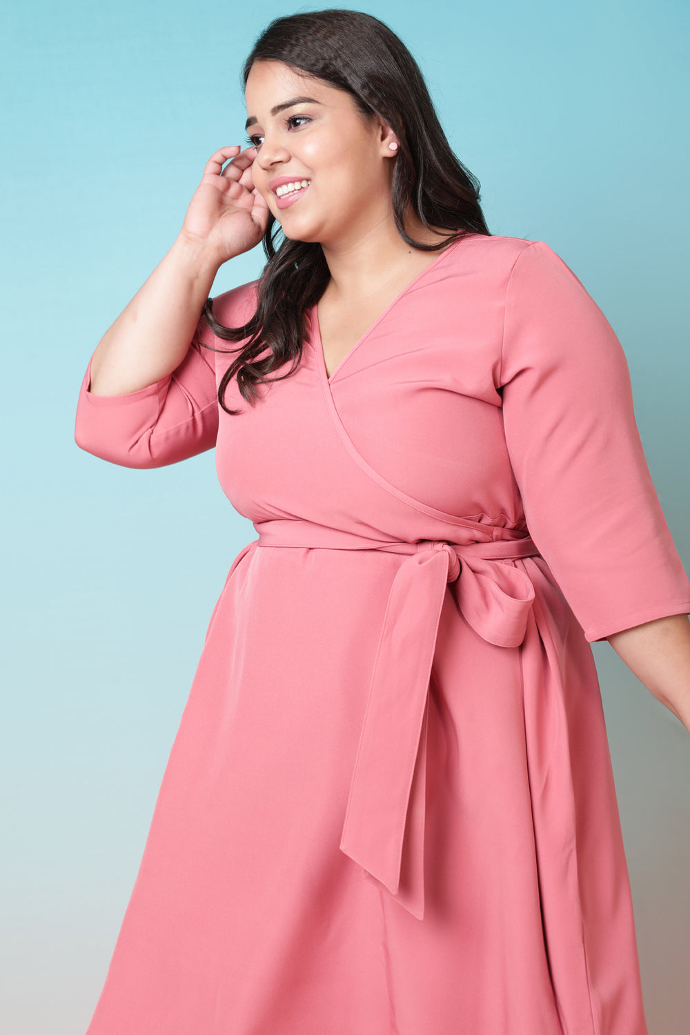 Plus Size Dark Rose Wrap Dress