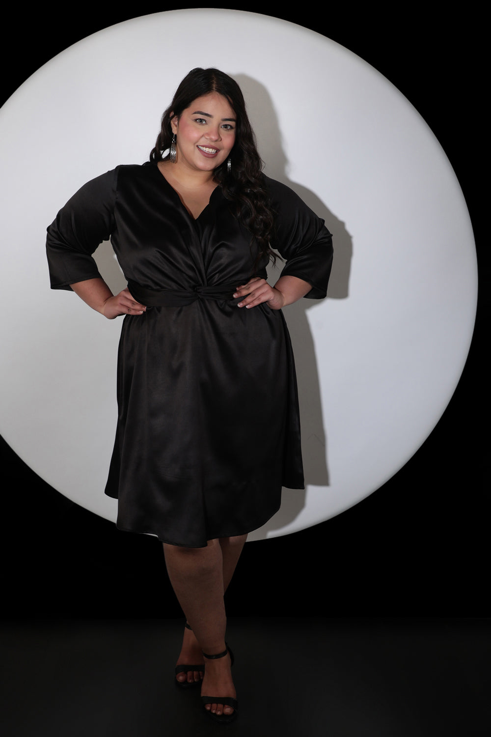 Classic Black Satin Knot Dress