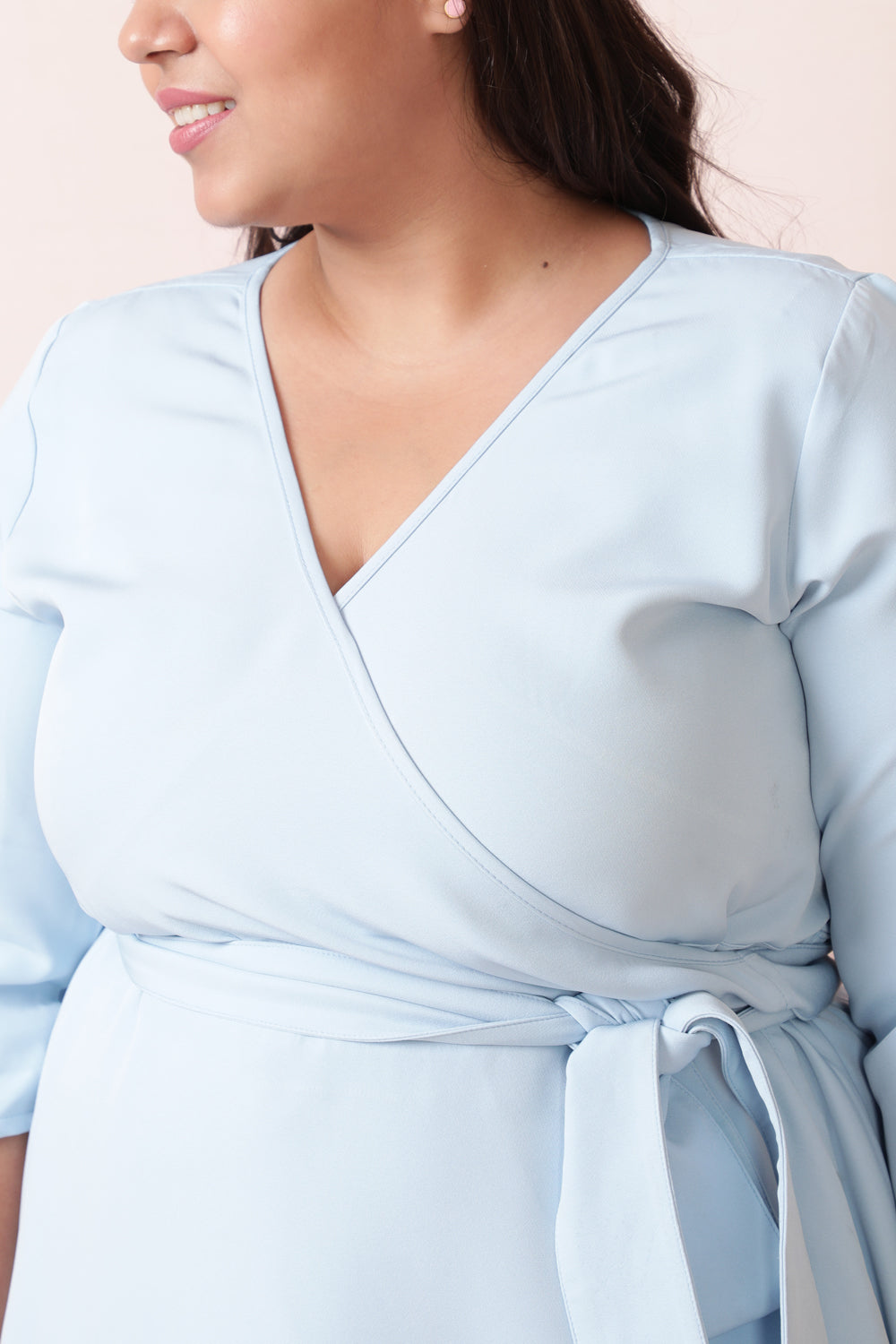 Plus Size Ice Blue Wrap Dress
