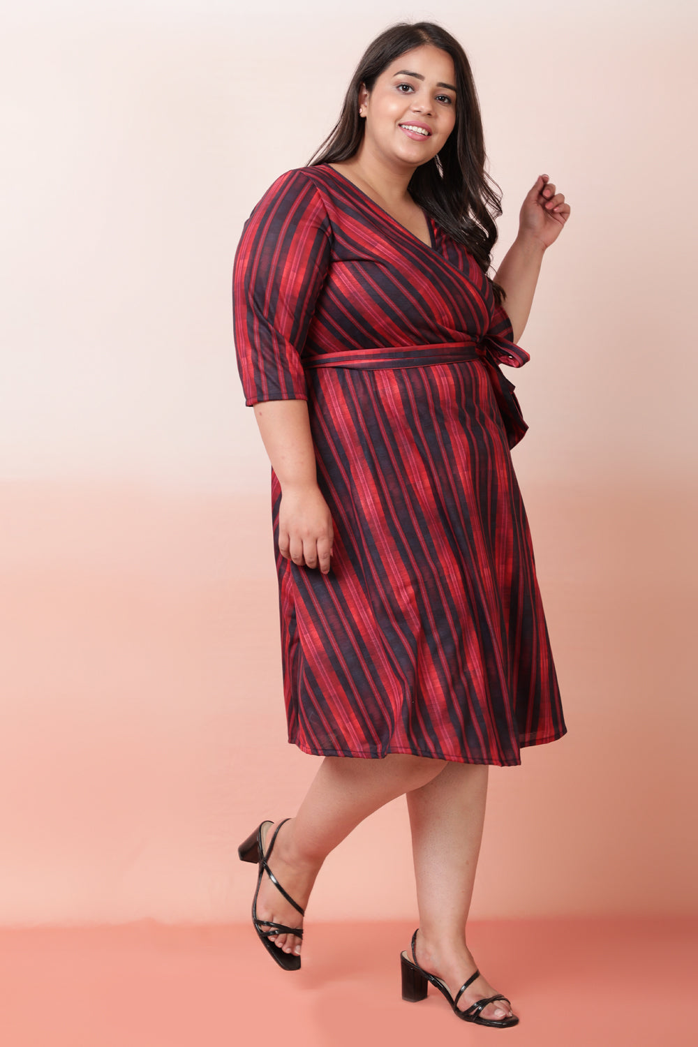 Red Black True Wrap Dress