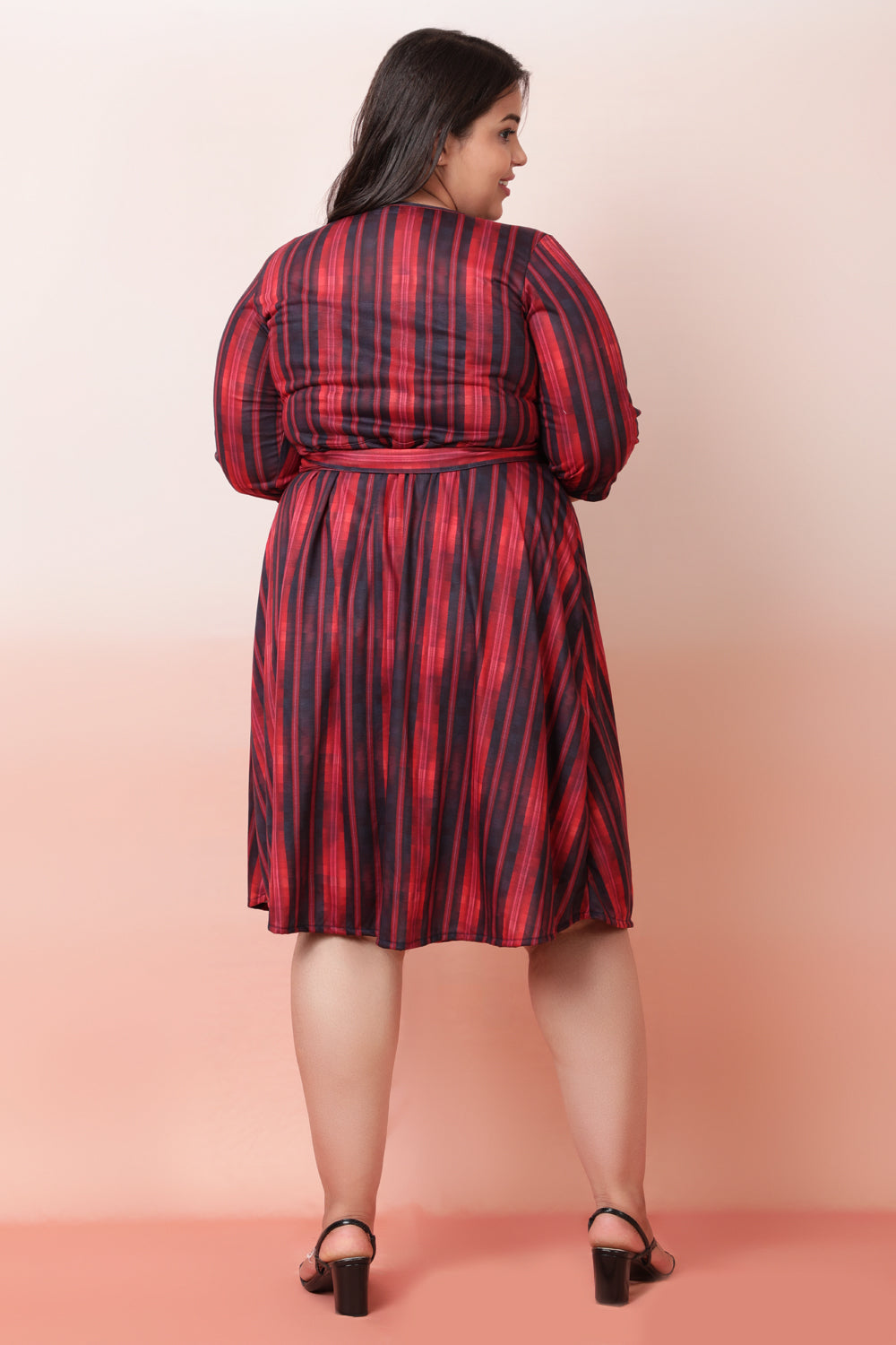 Red Black True Wrap Dress