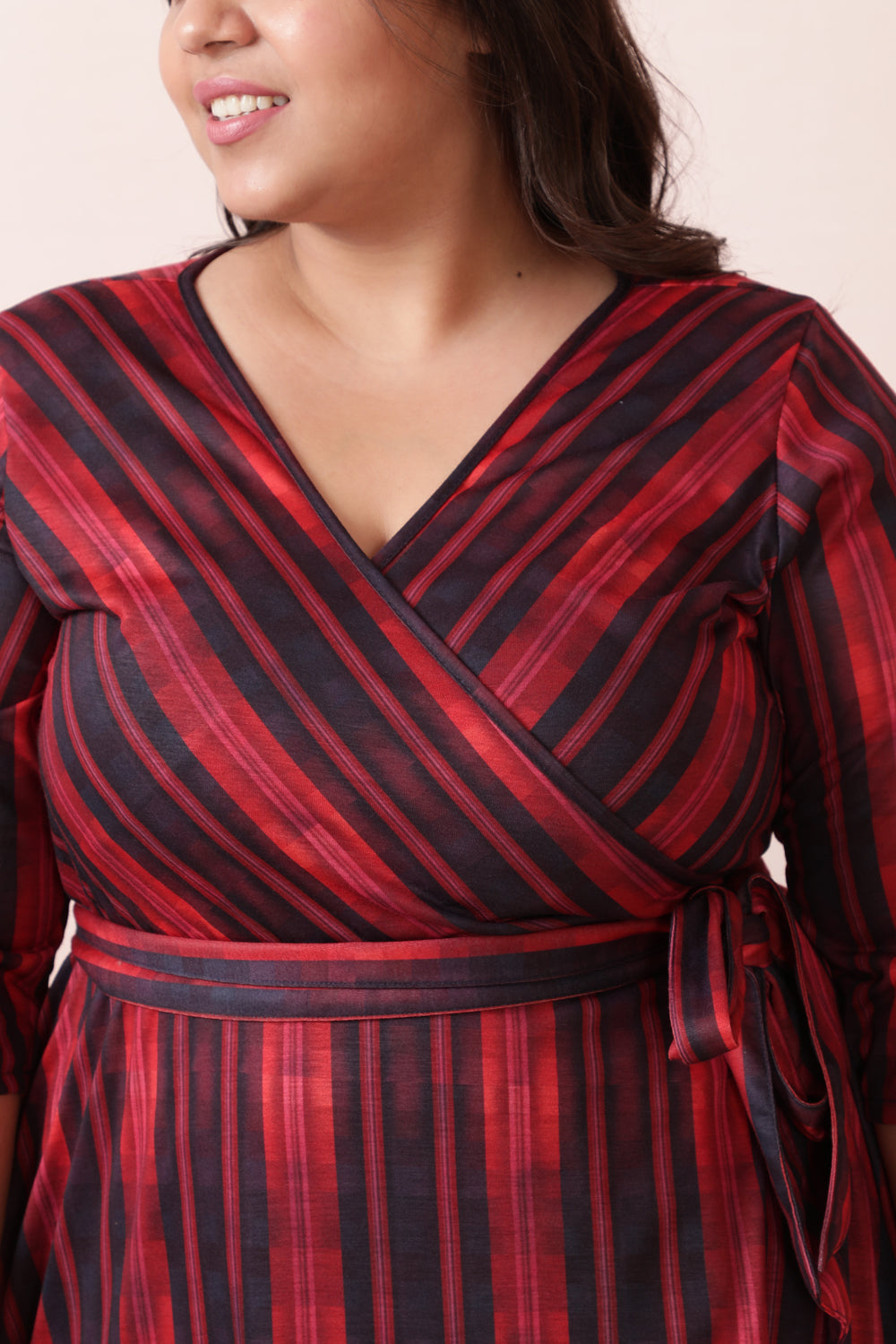Red Black True Wrap Dress