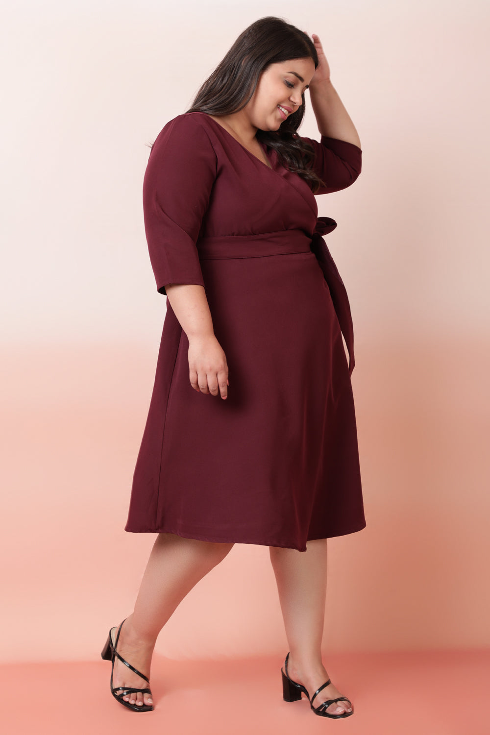 Wine True Wrap Dress