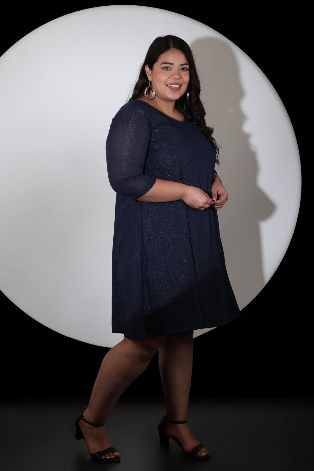 Navy Metallic Georgette Dress