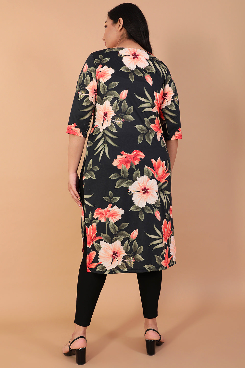 Black Floral Printed Kurti for Women