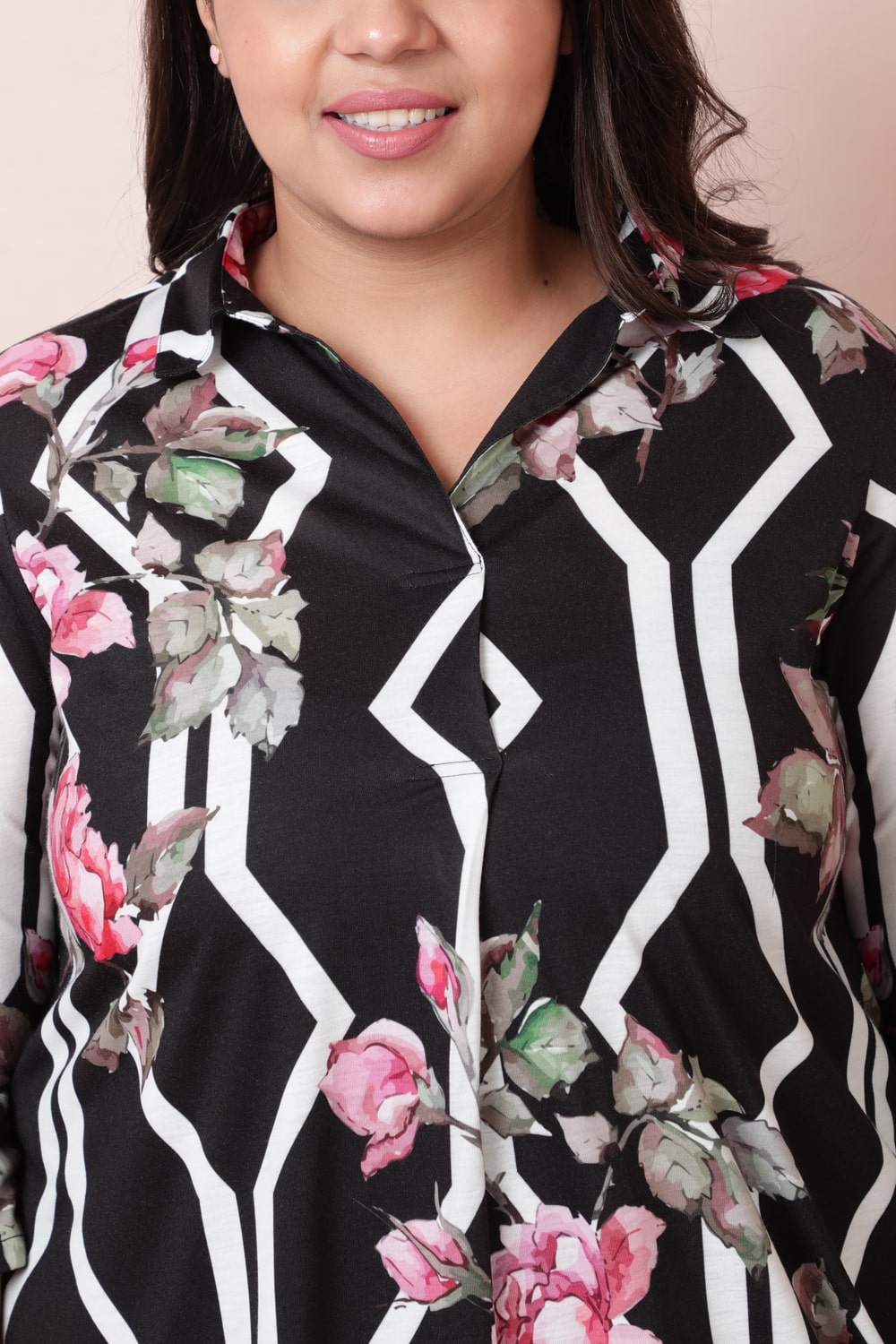 Aquarelle Black Centre Pleat Top for Women