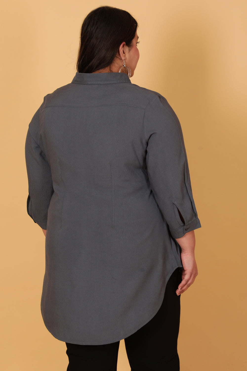 Blue Grey Centre Pleat Top