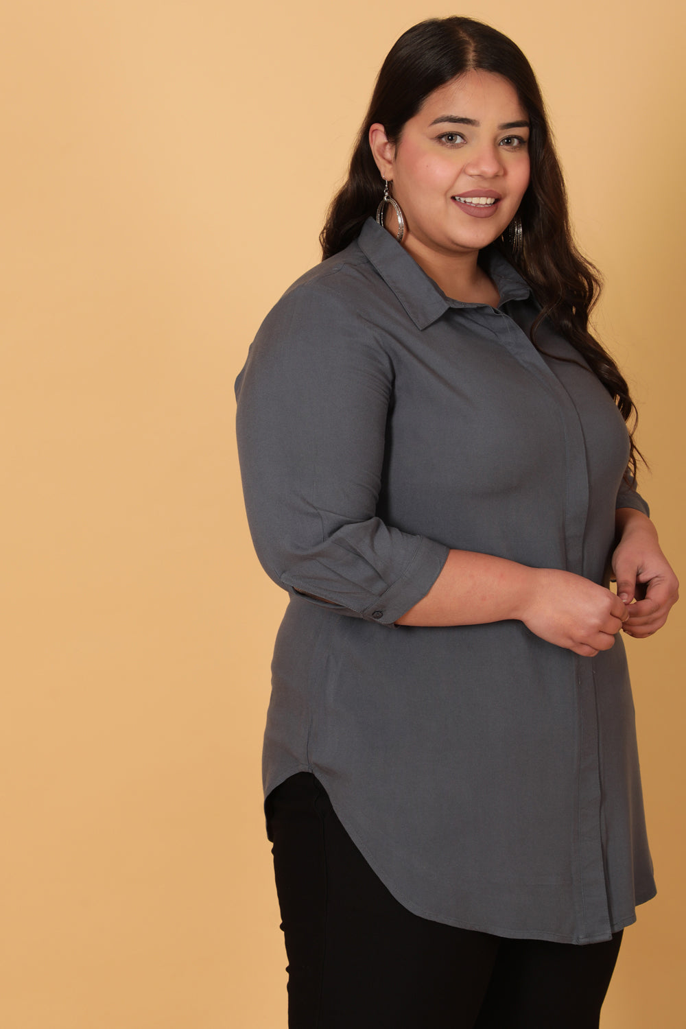 Plus Size Blue Grey Shirt