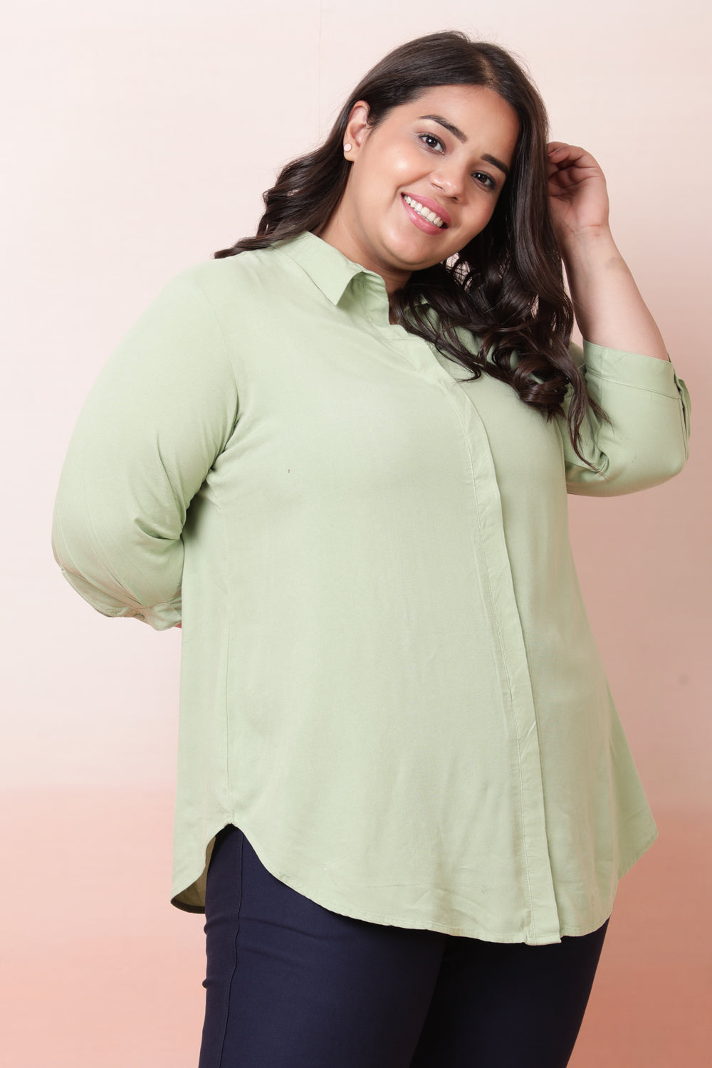 Plus Size Light Green Shirt