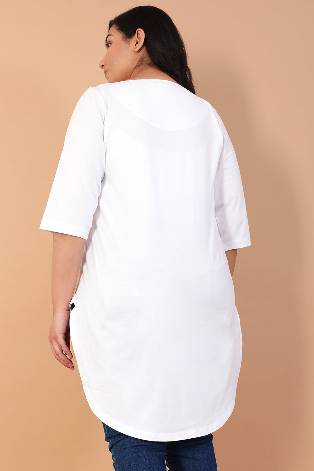 Comfortable White Longline Tunic