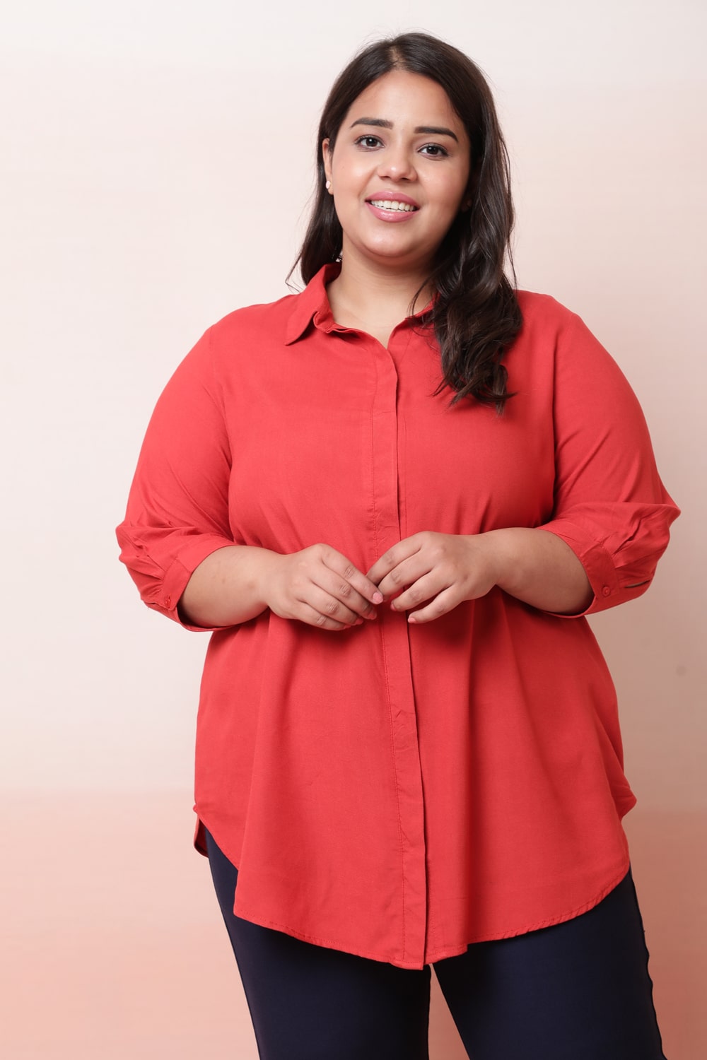 Plus Size Muted Red Shirt