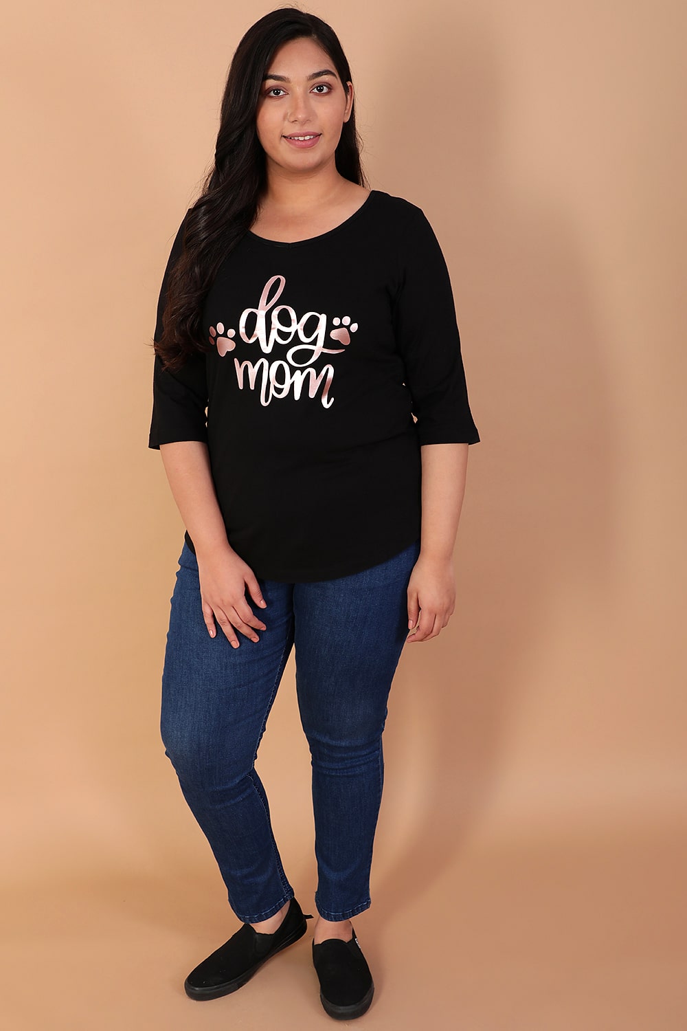 Dog Mom Black Tshirt for Women