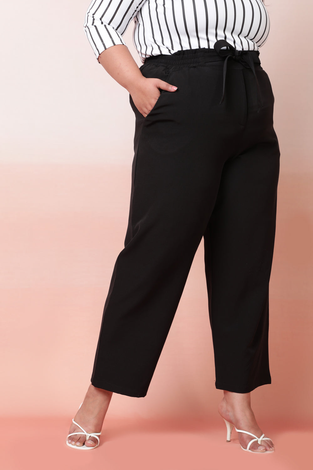 Plus Size Black High Waist Pants
