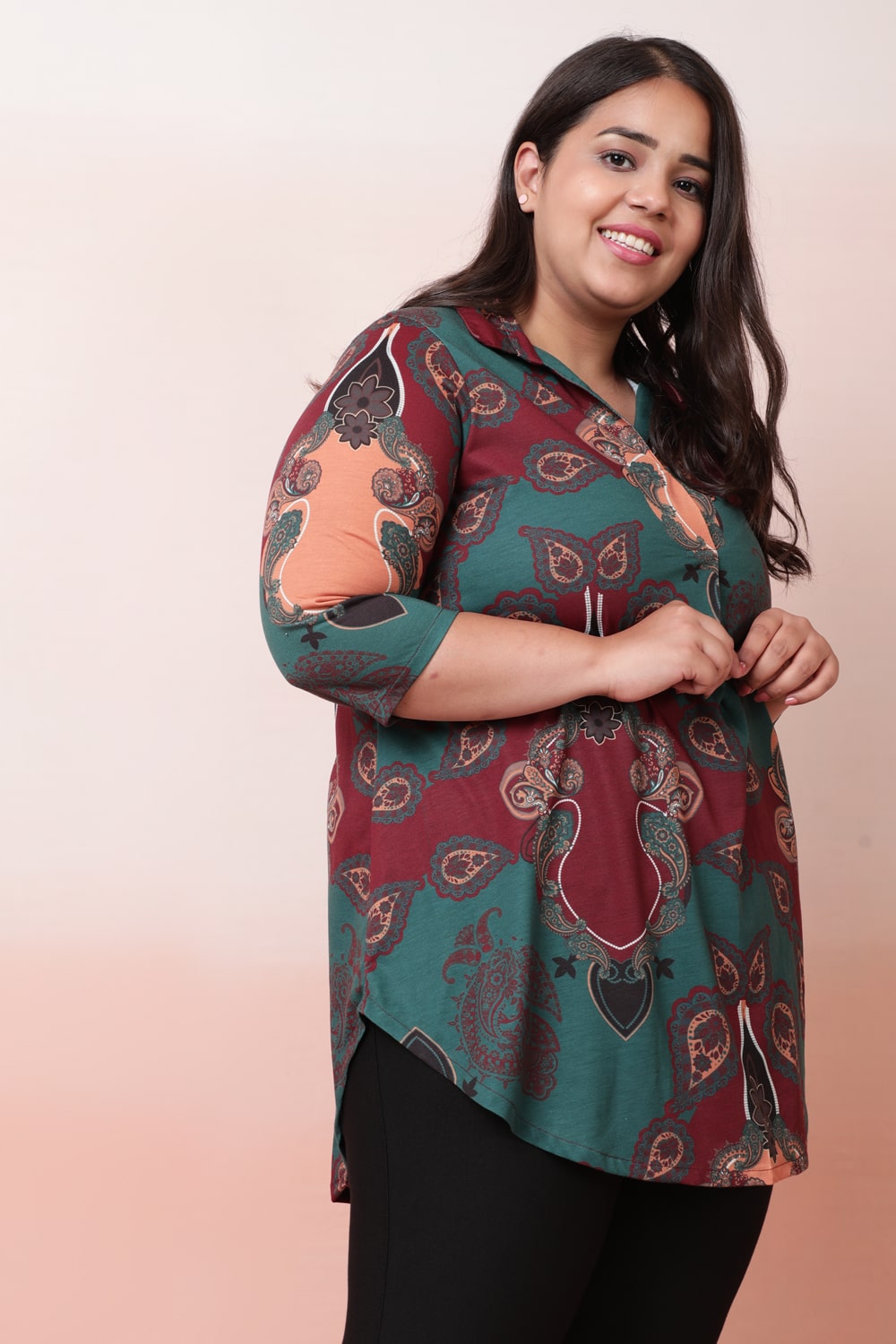 Comfortable Emerald Mystic Center Pleat Top