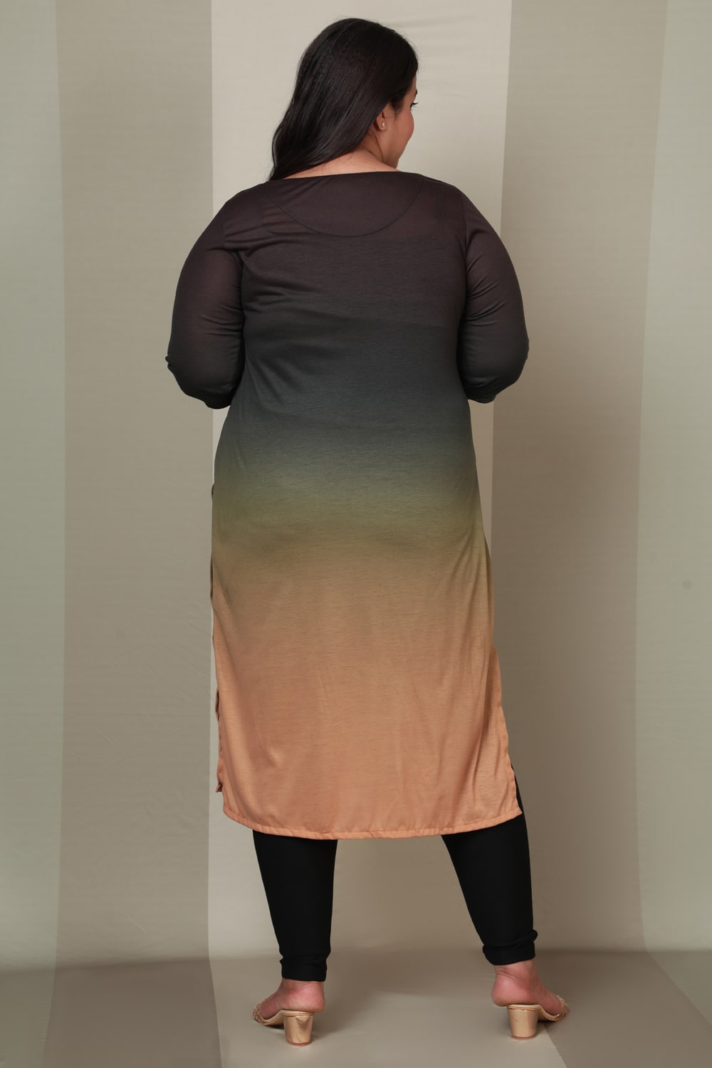 Black Beige Ombre Kurta