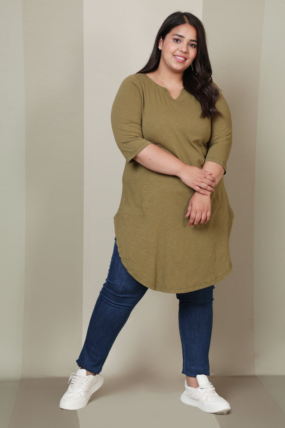 Buy Olive Longline Tshirt