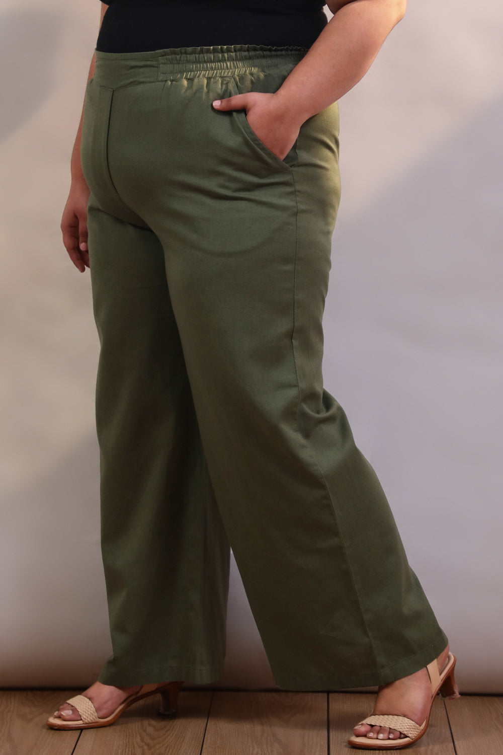 Comfortable Plus Size Olive Cotton Linen Pants