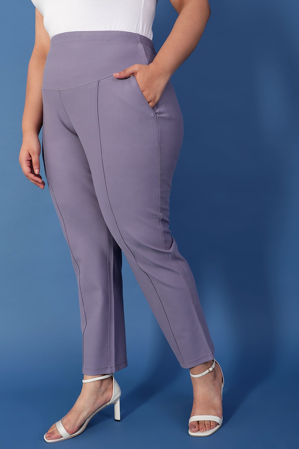Slate Crease Seam Tummy Tucker Pants for Women