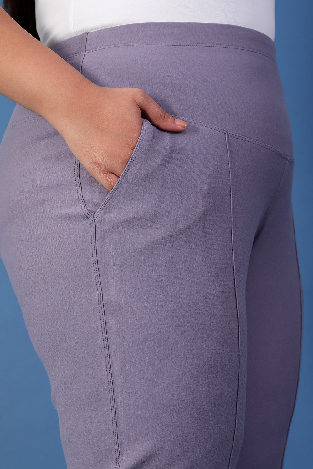Comfortable Slate Crease Seam Tummy Tucker Pants