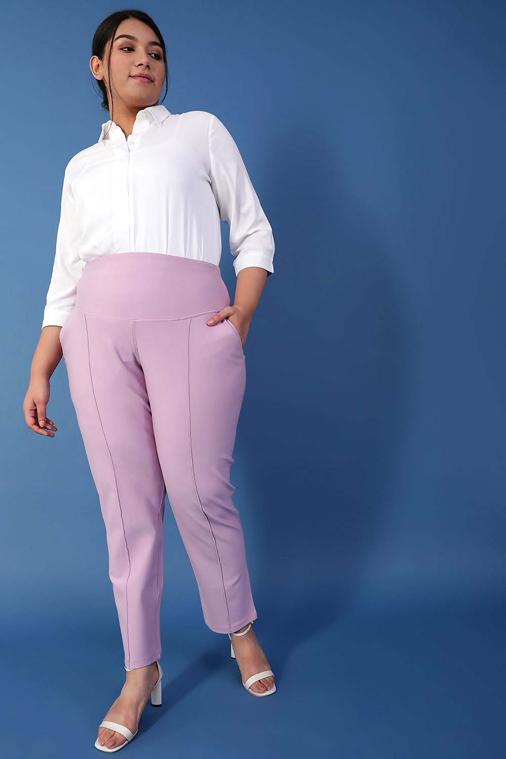 Buy Lilac Crease Seam Tummy Tucker Pants