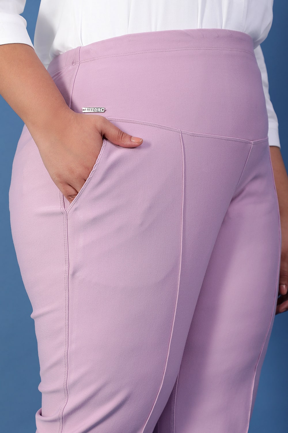 Lilac Crease Seam Tummy Tucker Pants for Women