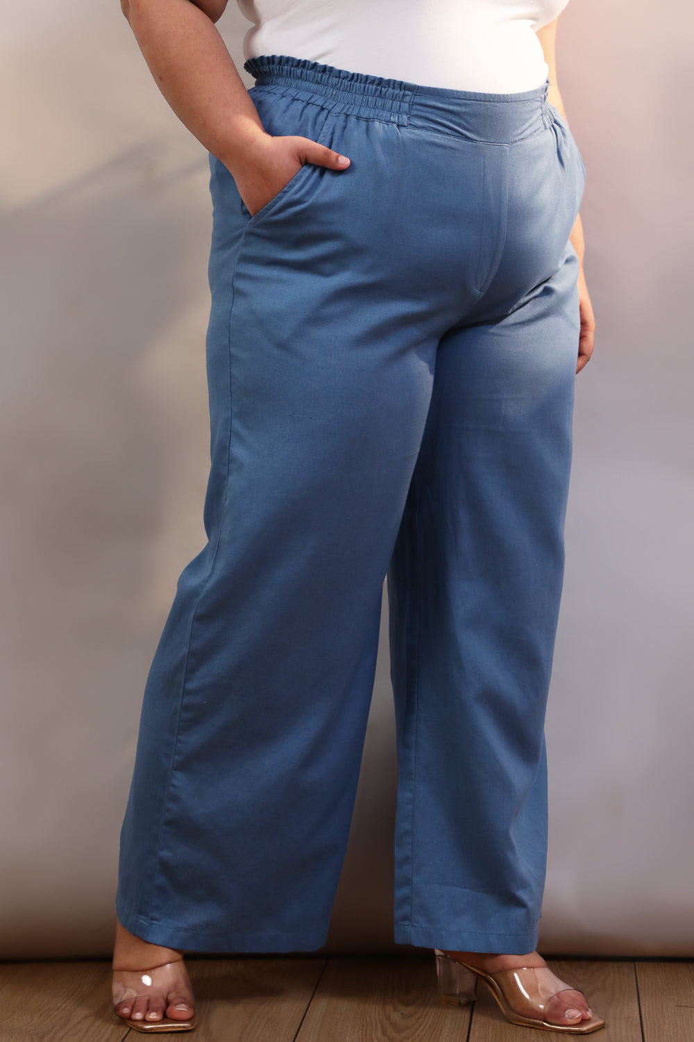 Blue Cotton Linen Pants