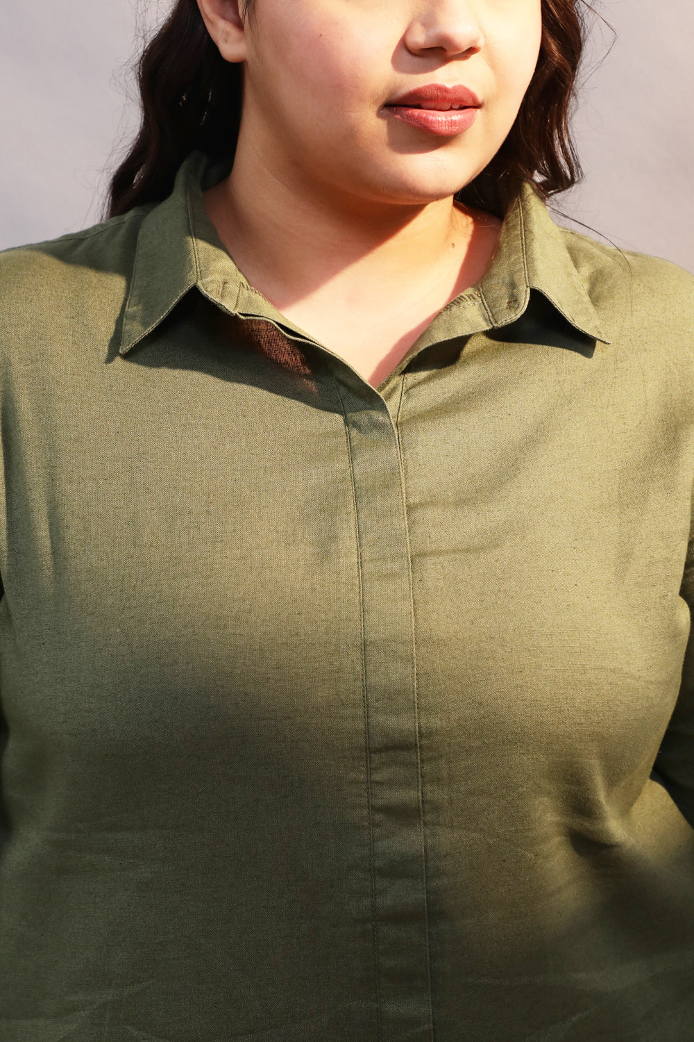 Comfortable Olive Cotton Linen Shirt
