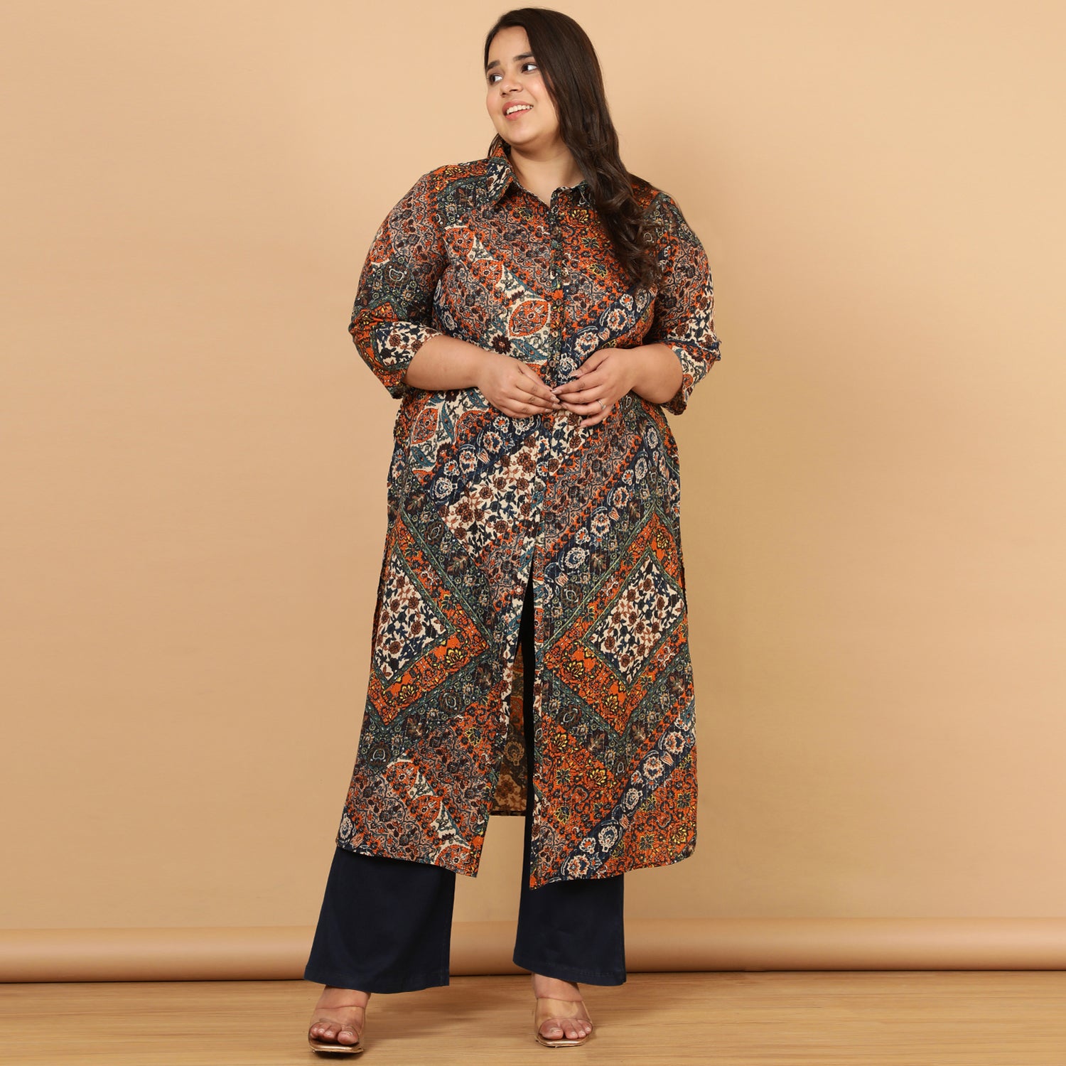 Ethnic Print Cotton Kurta Shrug
