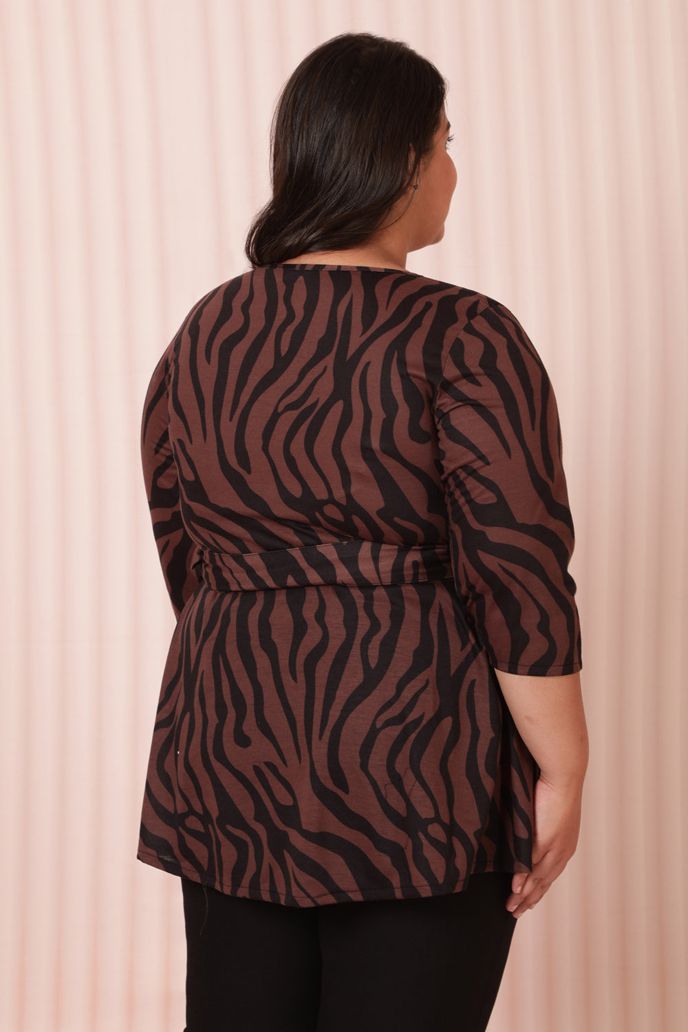 Bronze Tiger Printed Wrap Top