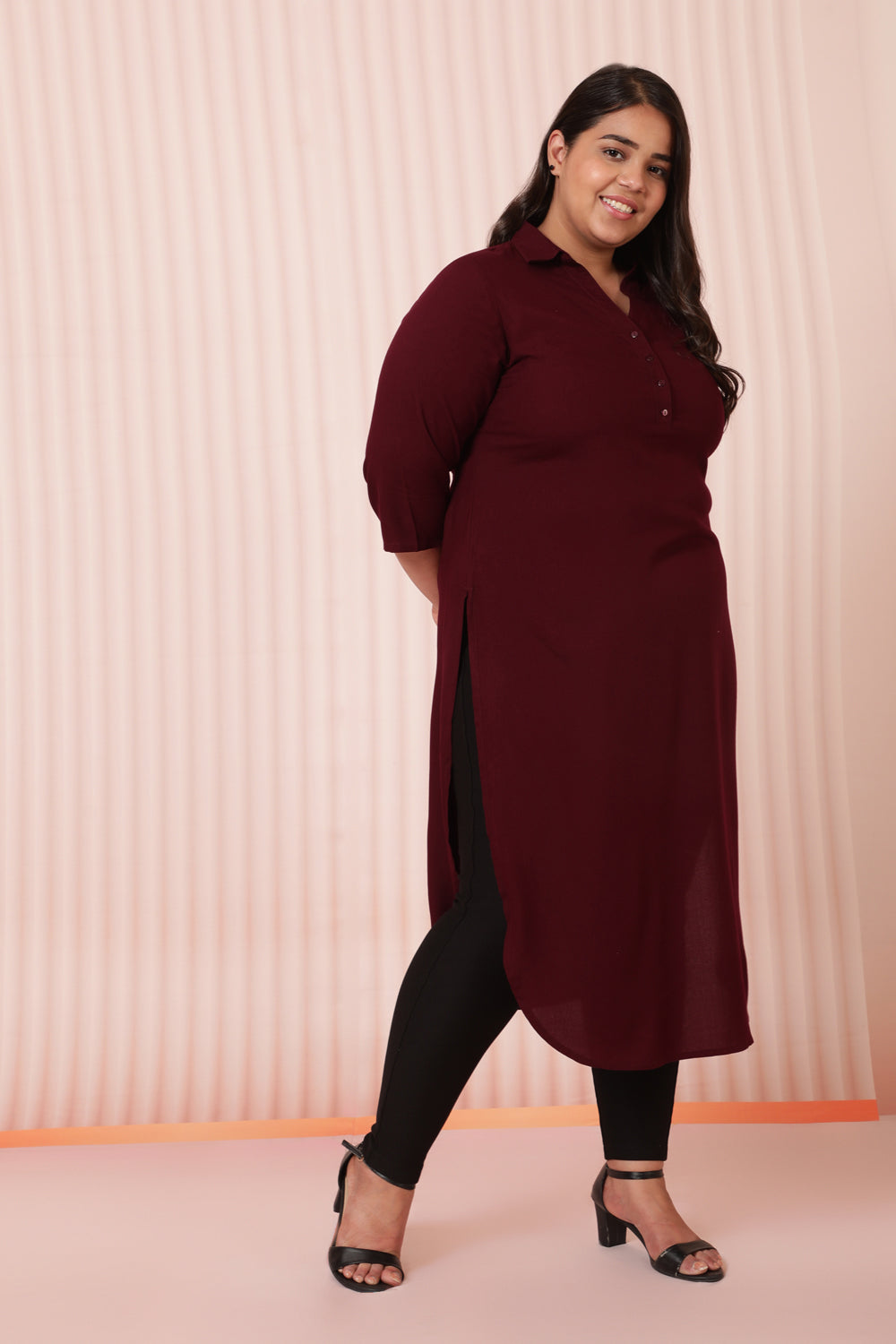 Plus Size Plum Kurta for Women