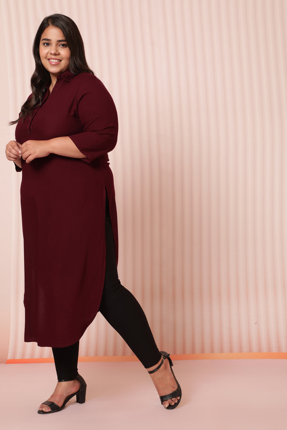 Comfortable Plus Size Plum Kurta