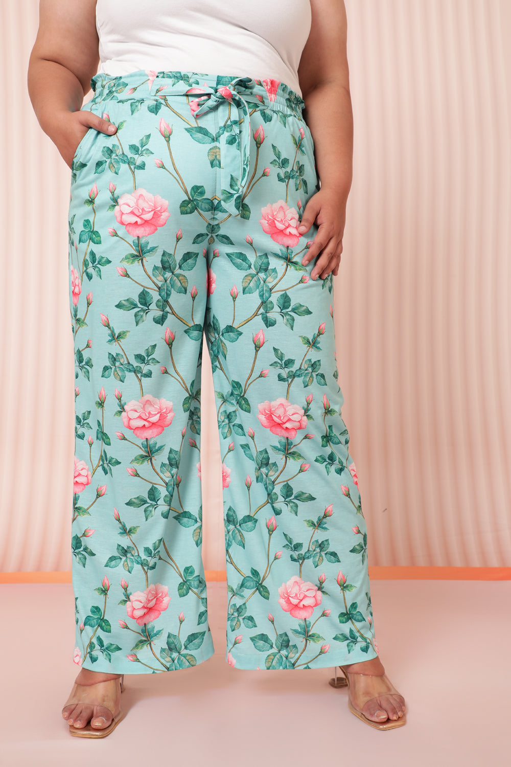 Buy Green Floral High Waist Pants