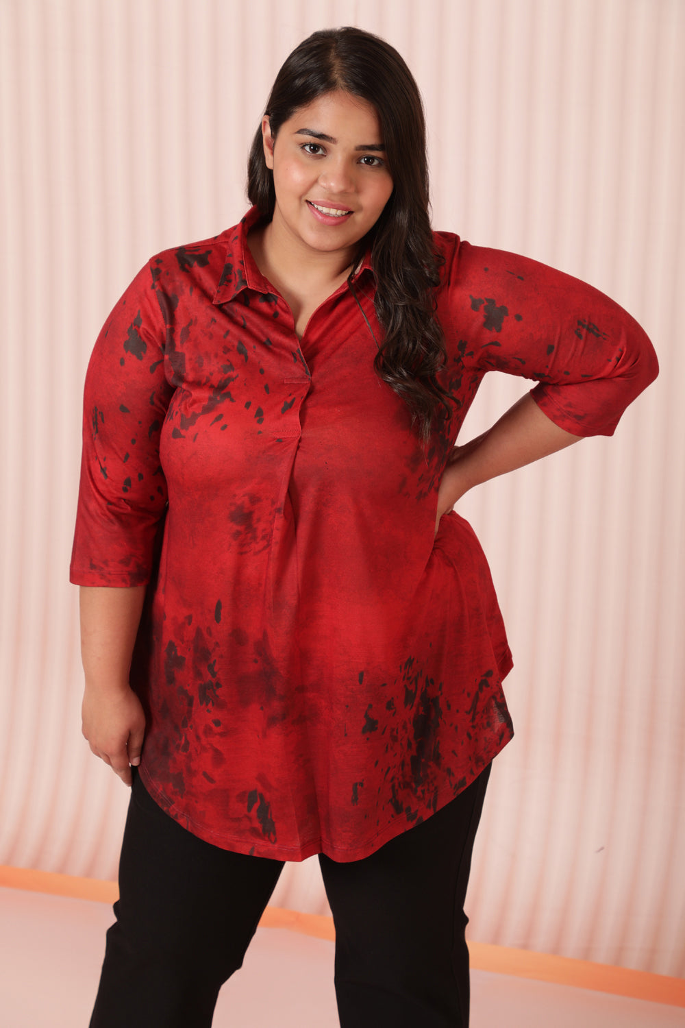 Red Casa Centre Pleat Top - Main Image