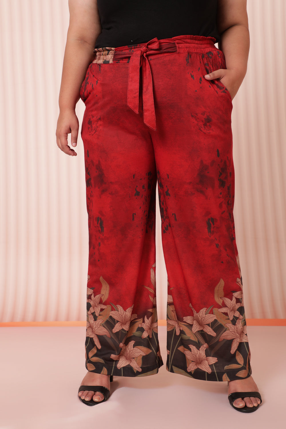 Buy Red Casa High Waiist Pants