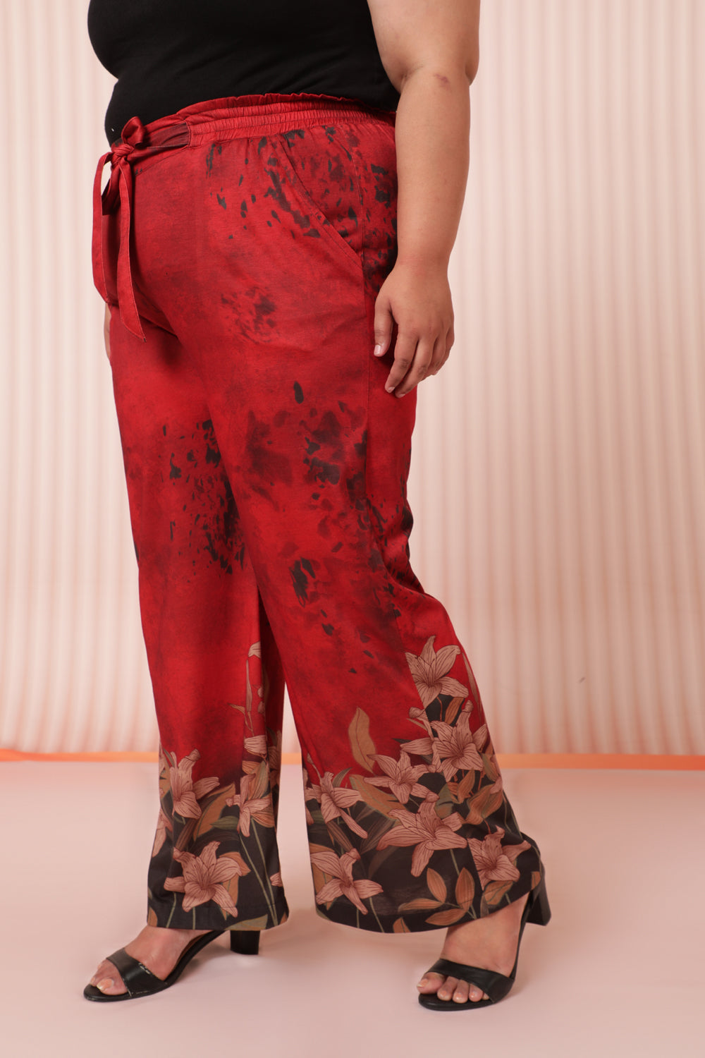 Plus Size Red Casa High Waiist Pants