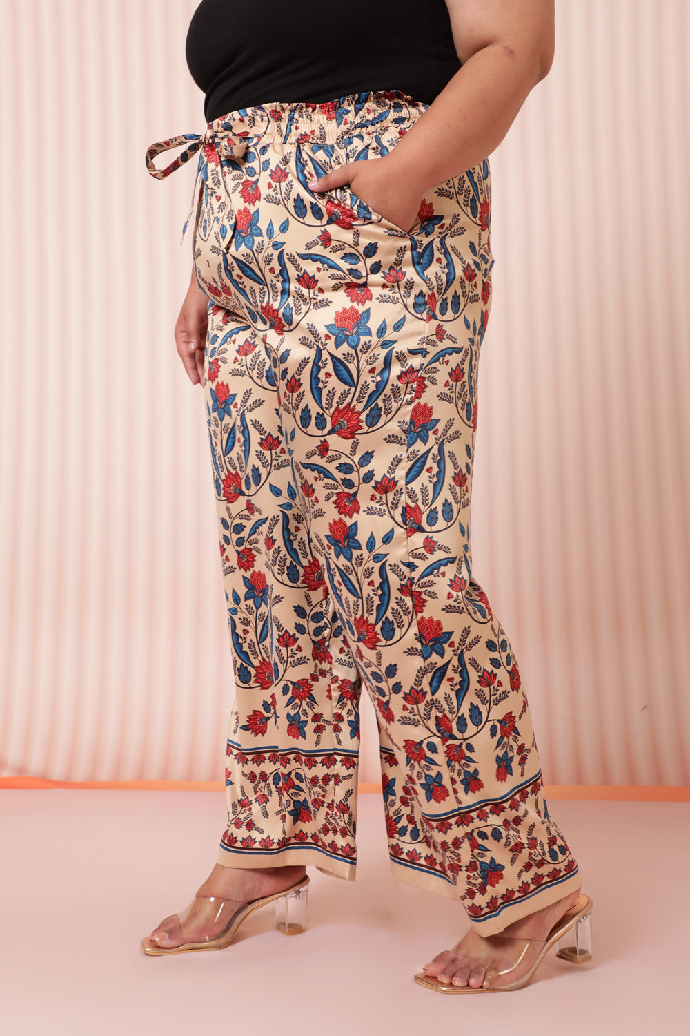 Plus Size Floral Ethnic High Wasit Pants