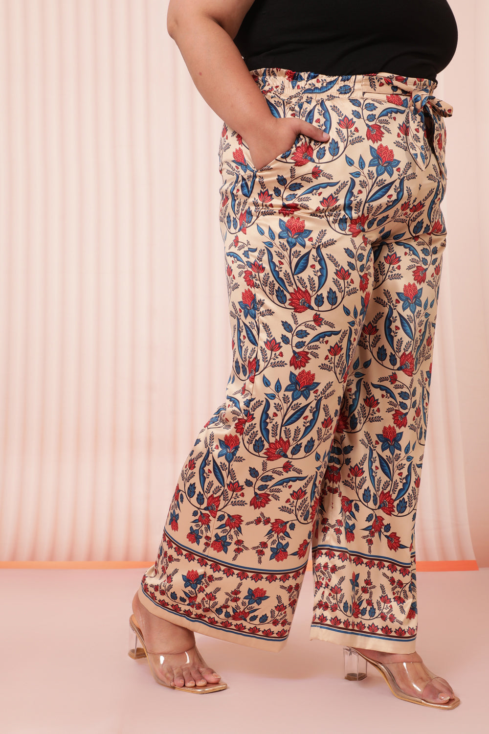 Floral Ethnic High Wasit Pants for Women