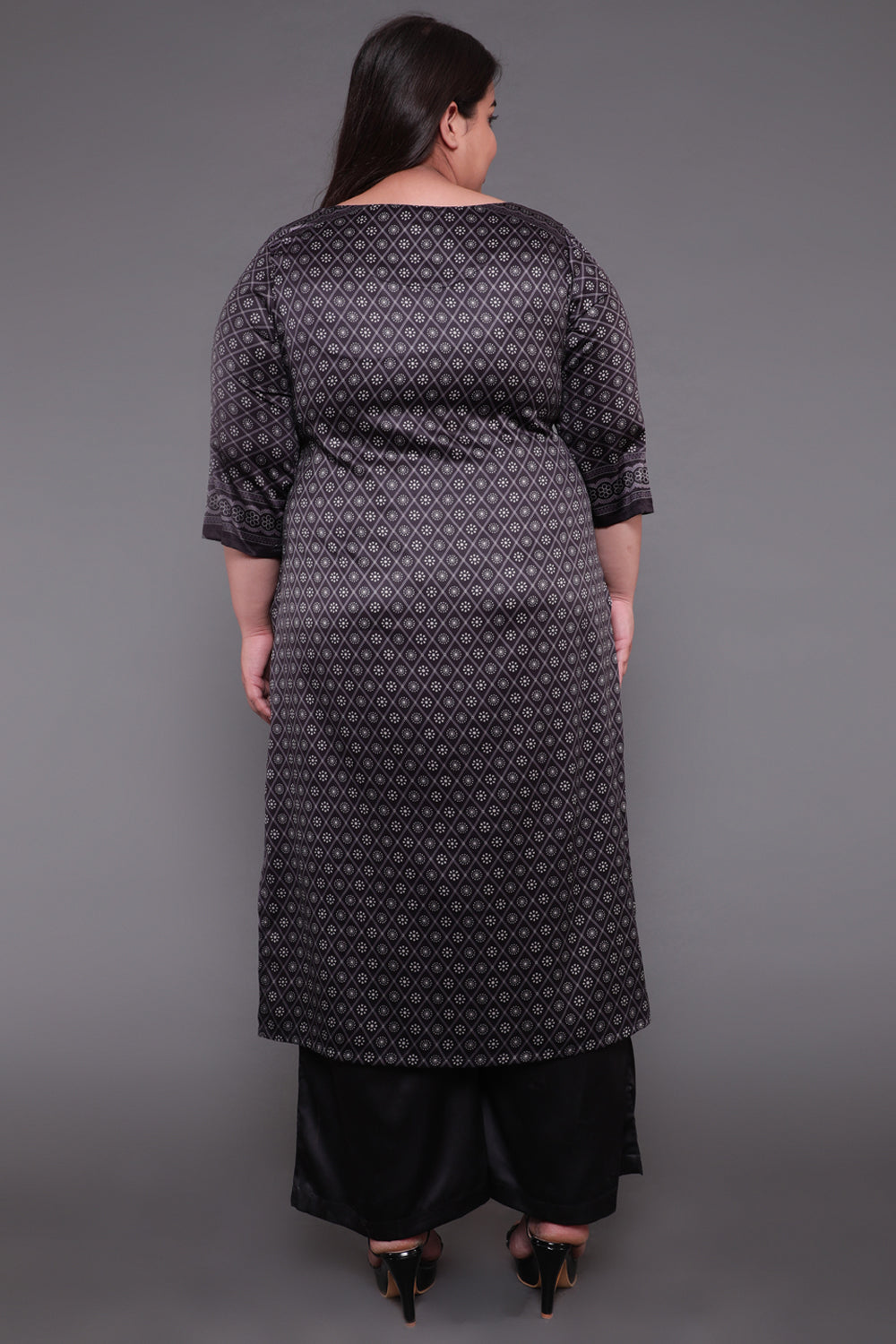 Black Luxe Ethnic Print Party Wear Kurti