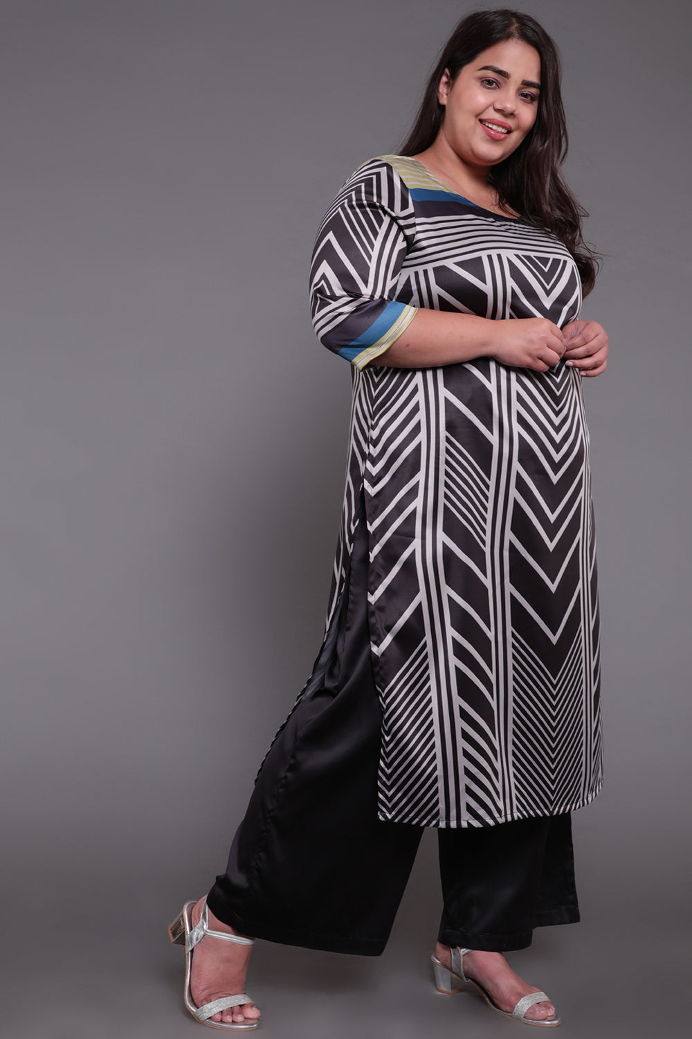 Monochrome Magic Party Wear Kurti