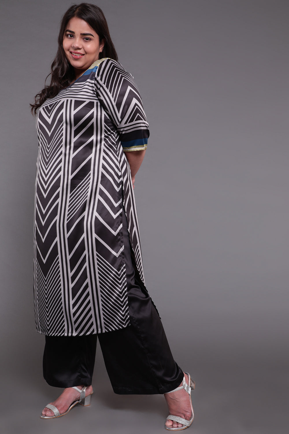 Monochrome Magic Party Wear Kurti