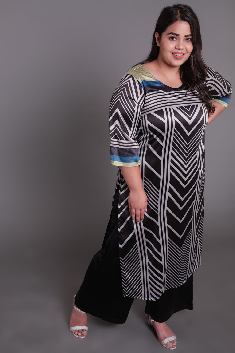 Monochrome Magic Party Wear Kurti