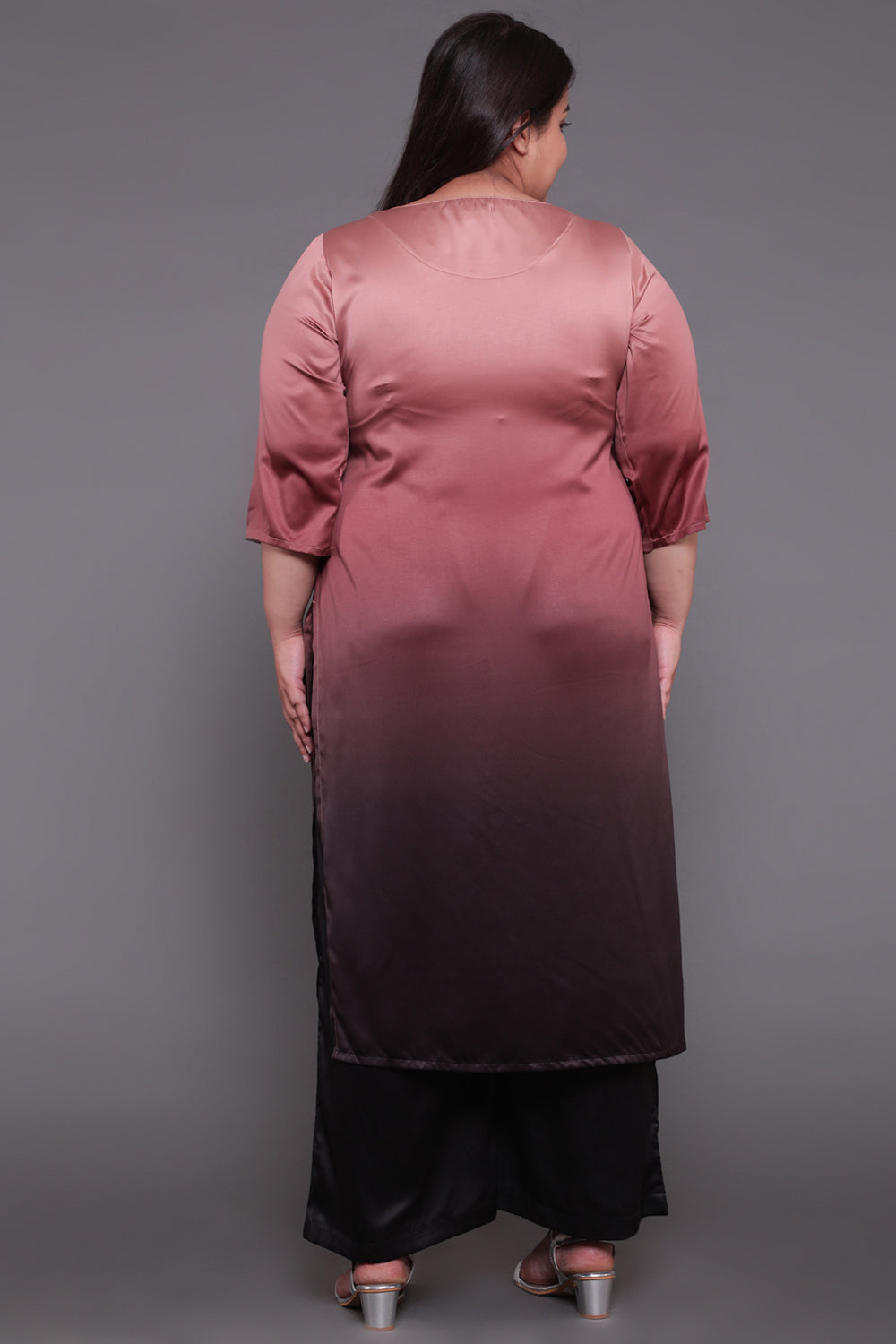 Rose Black Ombre Print Party Wear Kurti